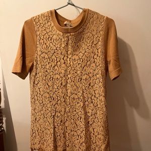 DONATED Michael Kors Collection Lace Overlay Short Sleeve Top